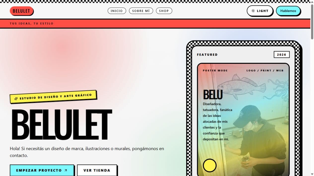 Inicio del sitio de Belulet con su propuesta editorial y tienda online.